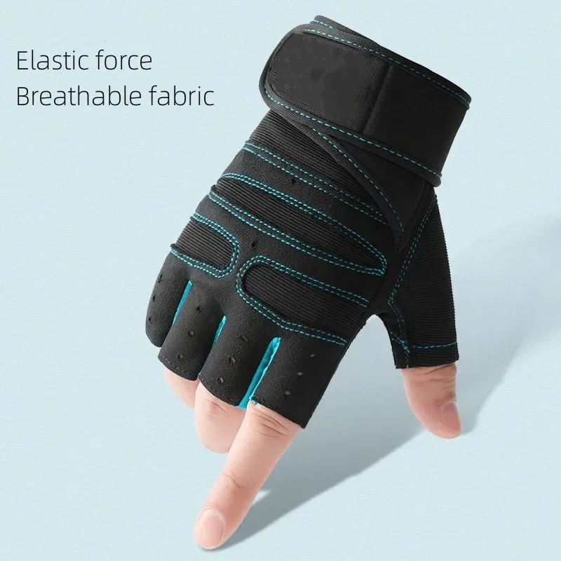 Guantes tácticos de medio dedo con soporte para muñeca, protección antideslizante para callos, para ciclismo, pesca, gimnasio, entrenamiento con mancuernas - imagen 3