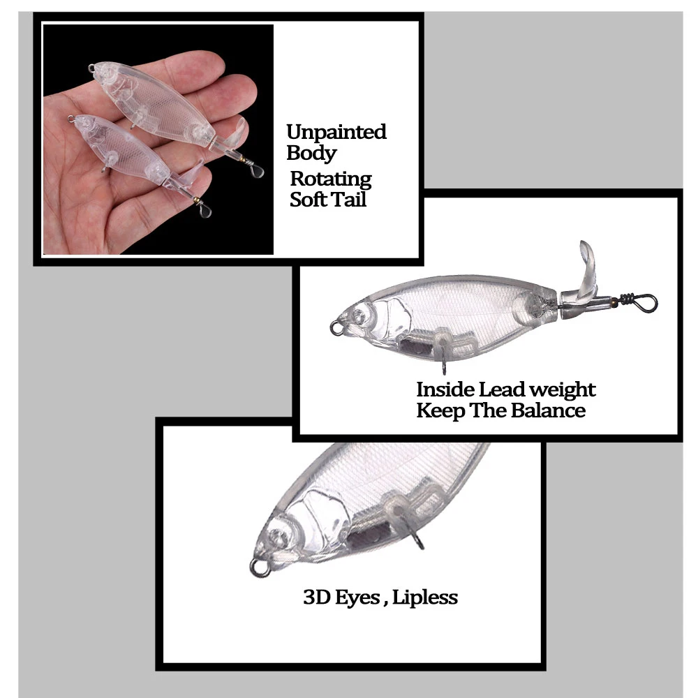Chan'sHuang-Cebo en blanco sin pintar, cola giratoria Popper, aparejo de señuelo de pesca Artificial hecho a mano, 5g/10g, 20 piezas - imagen 5