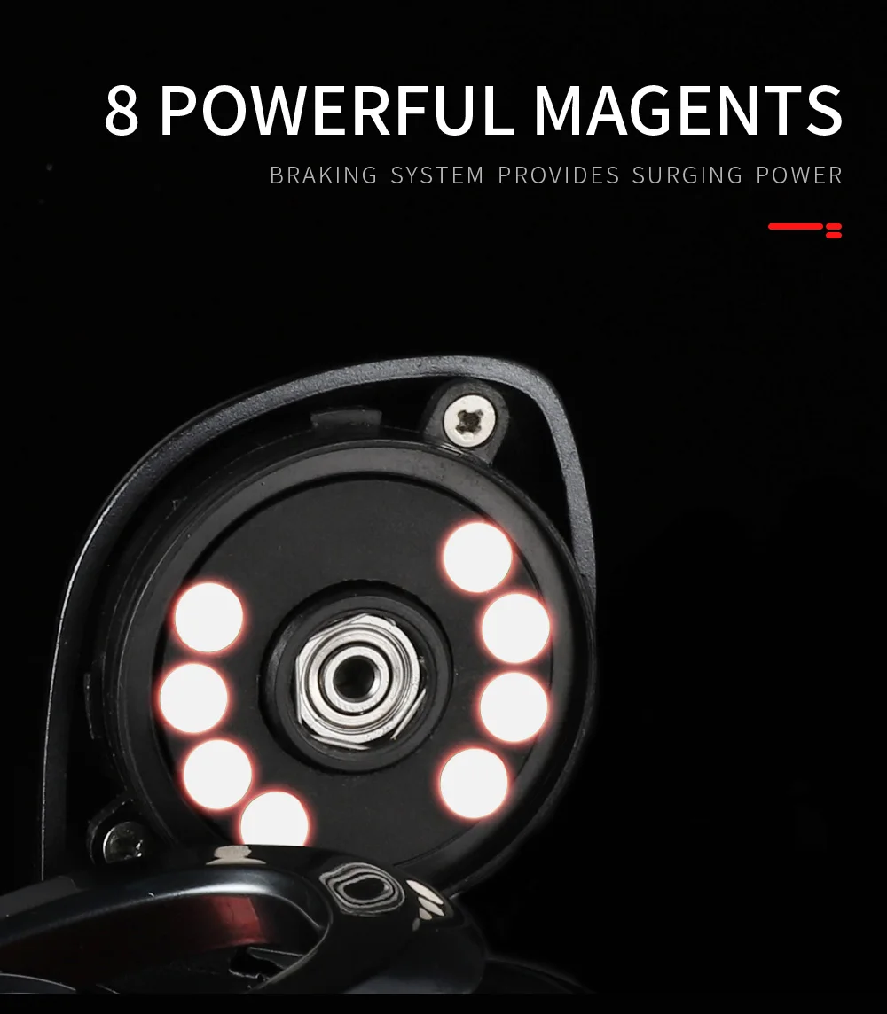 Experiencia El rendimiento mejorado con nuestros 8 poderosos imanes y sistema de frenado