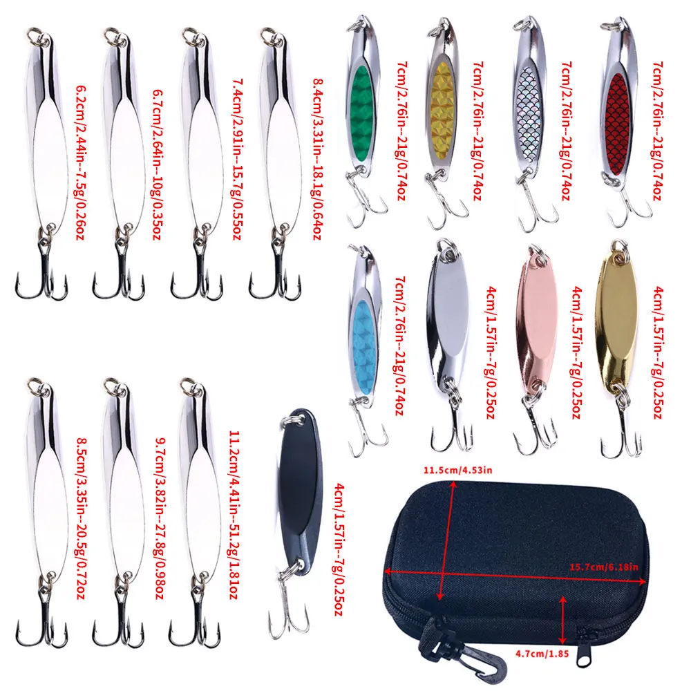 Fishing Spoons Lures KITS 16PCS Metal Baits Set for Casting Spinner Fishing Bait Fishing Lures with Storage Bag Case pike carp