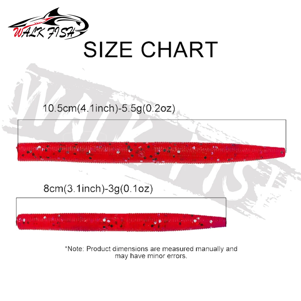 WALK FISH-Palo de gusano suave, cebo de pesca Artificial de 5 piezas, 80mm/105mm, lanzamiento directo, aparejo loco sin peso, gusano de tierra, añadir sal - imagen 2