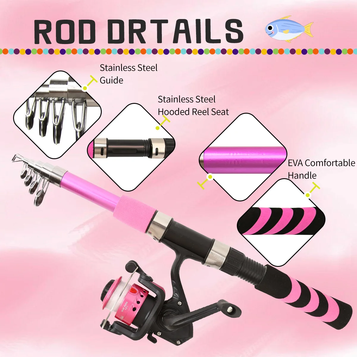 Bolsa para caña de pescar, grupo de caña de pescar de mar, traje de mar para principiantes con Mini caña Luya, soporte para mar para niños, accesorio de pesca - imagen 4