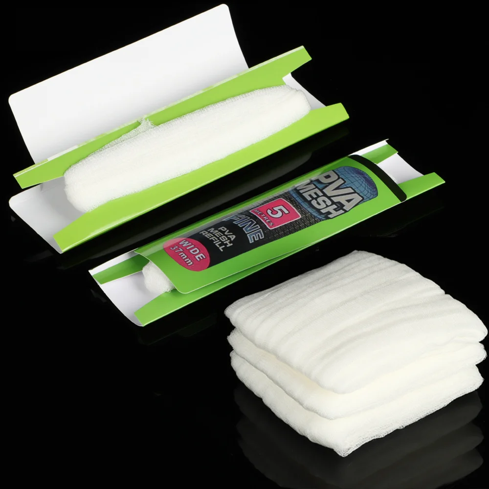 Alimentador de pesca de carpa de malla PVA Soluble, aparejo de recarga, Red de cebos, bolsas envolventes portátiles, accesorios de aparejos de pesca, 5M, 20M, 25mm, 37mm, 44mm