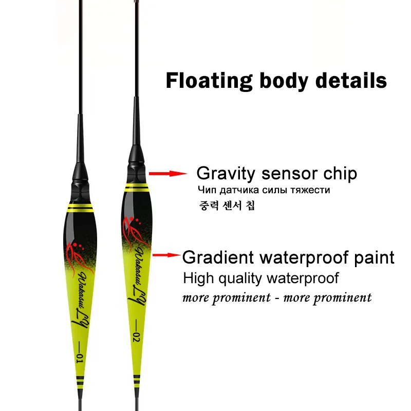 WAKASUILY-Sensor de gravedad electrónico de pesca, flotador que gira en rojo, 3 cuentas, sensibilidad llamativa, accesorios de pesca de carpa - imagen 2