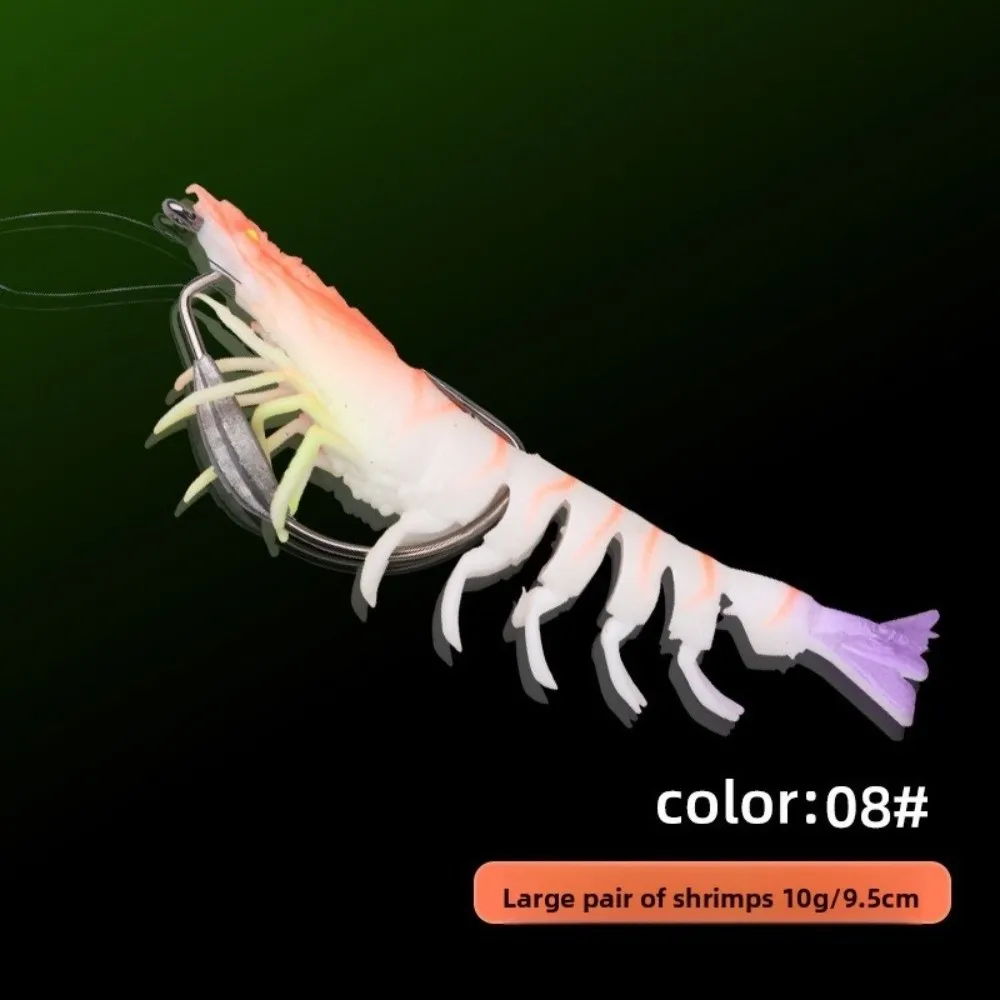 9.5cm Length TPE Shrimp Fishing Lures Artificial Shrimp Design Pre-rigged Hooks Prawn Artificial Bait 10g Weight - imagen 2