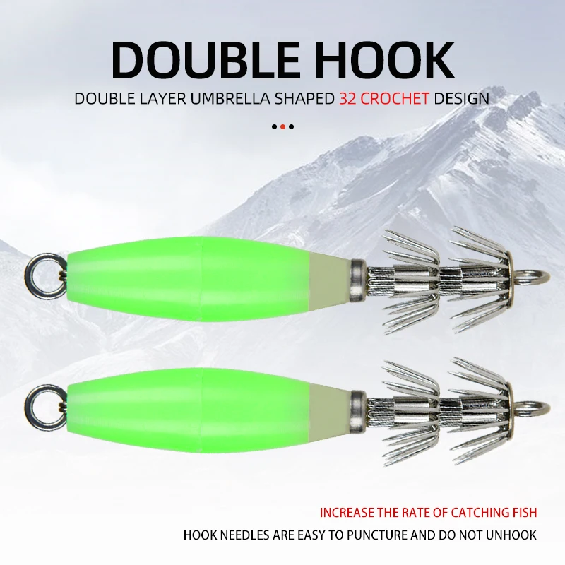 Juego de funda protectora, accesorios de señuelo de calamar y pulpo fluorescente de alta calidad, anzuelo de pesca, anzuelo de explosión - imagen 3