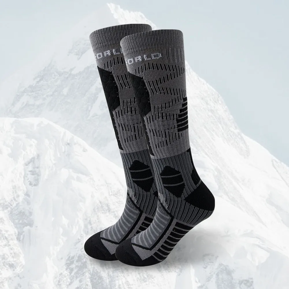 2 pares de calcetines de esquí de diseño suave y grueso, calcetines deportivos cálidos de alta elasticidad, calcetines largos hasta la rodilla para montañismo, ciclismo - imagen 3
