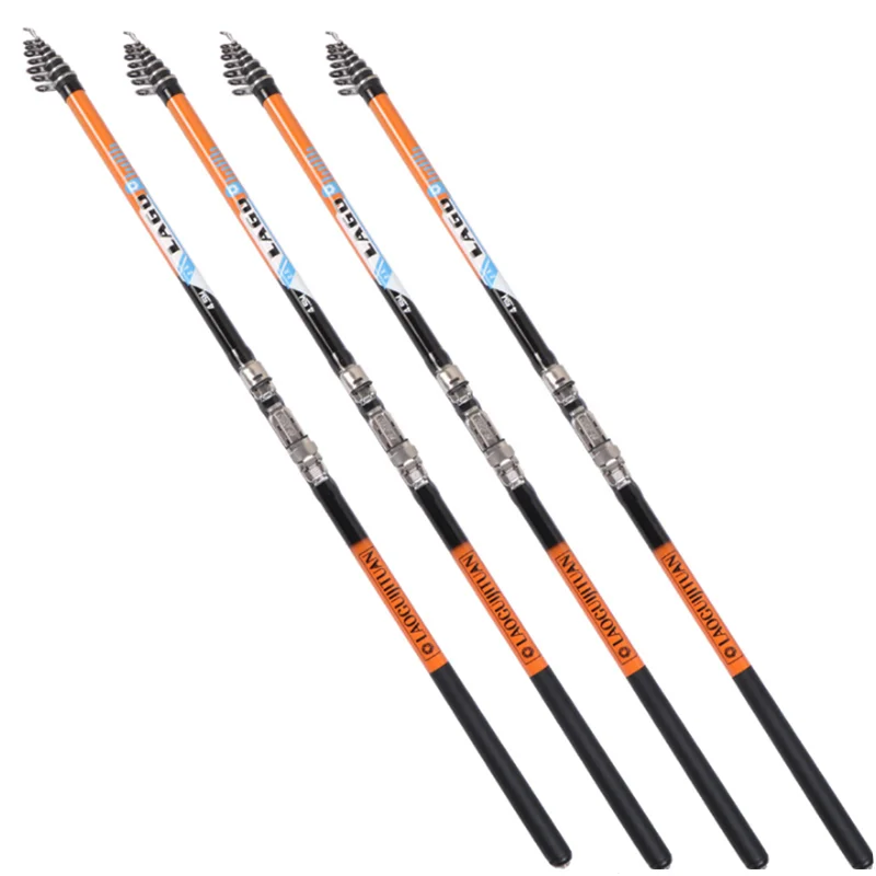 Caña de pescar telescópica portátil de fibra de carbono resistente, caña de pescar de 2,7 m, 3,6 m, 4,5 m, 5,4 m, 6,3 m, para viaje en barco oceánico - imagen 2