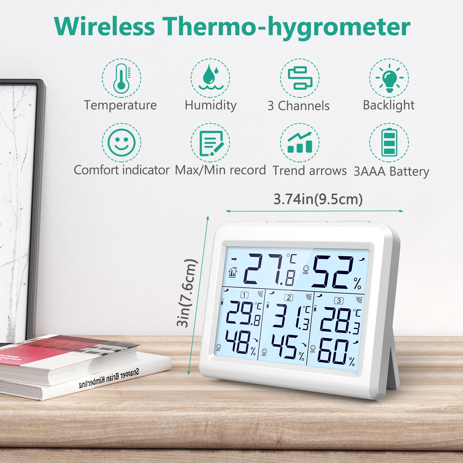 ORIA Termohigrómetro Inalámbrico Multisensor – Interior Exterior - imagen 3