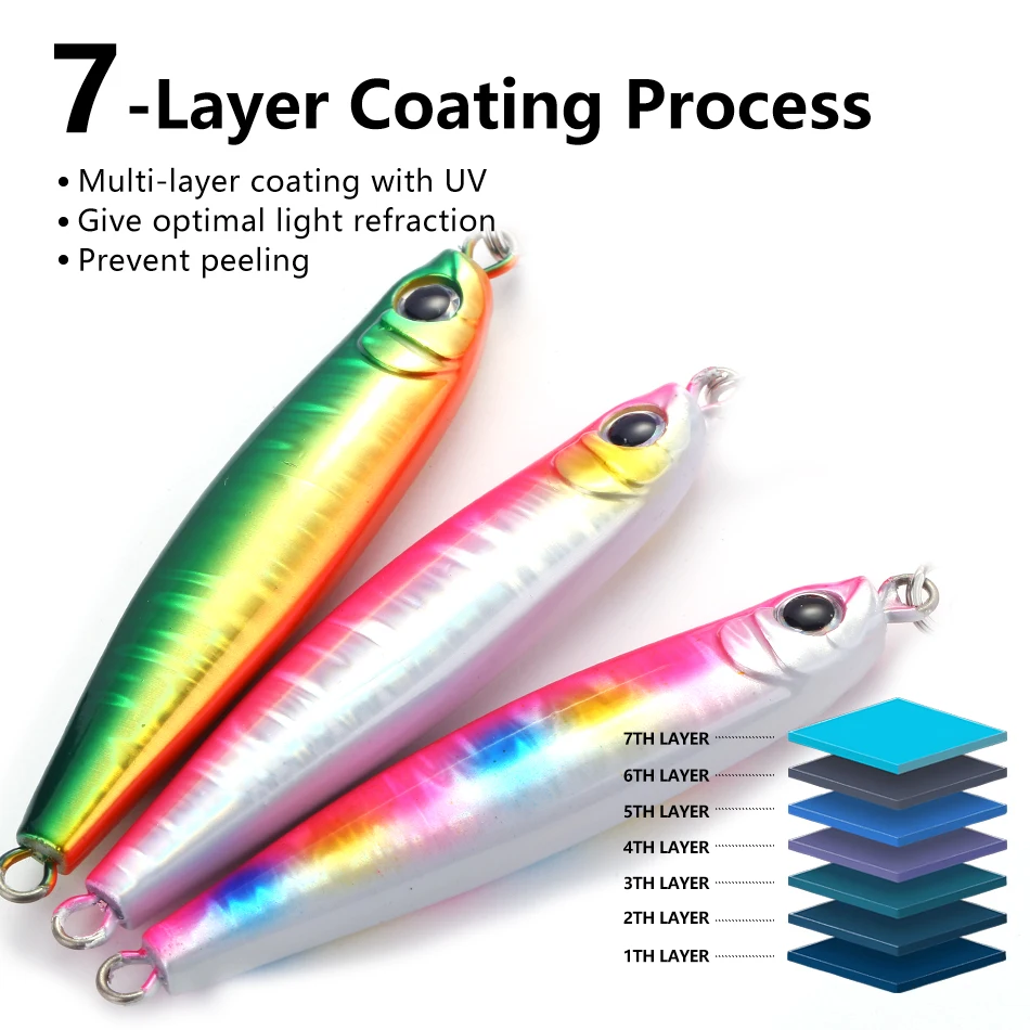 MOOKZZ-señuelo de pesca Jigging de Metal, aparejo de cebo Artificial, Jigging de fundición a tierra, Jigging de lubina, 40G, 60G, 80G - imagen 5