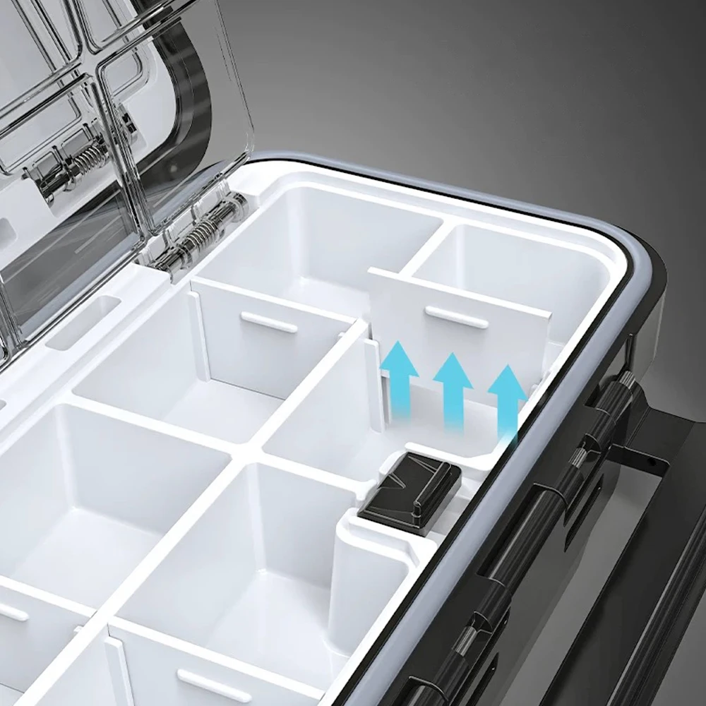Caja de aparejos impermeable con deflectores desmontables doble cara