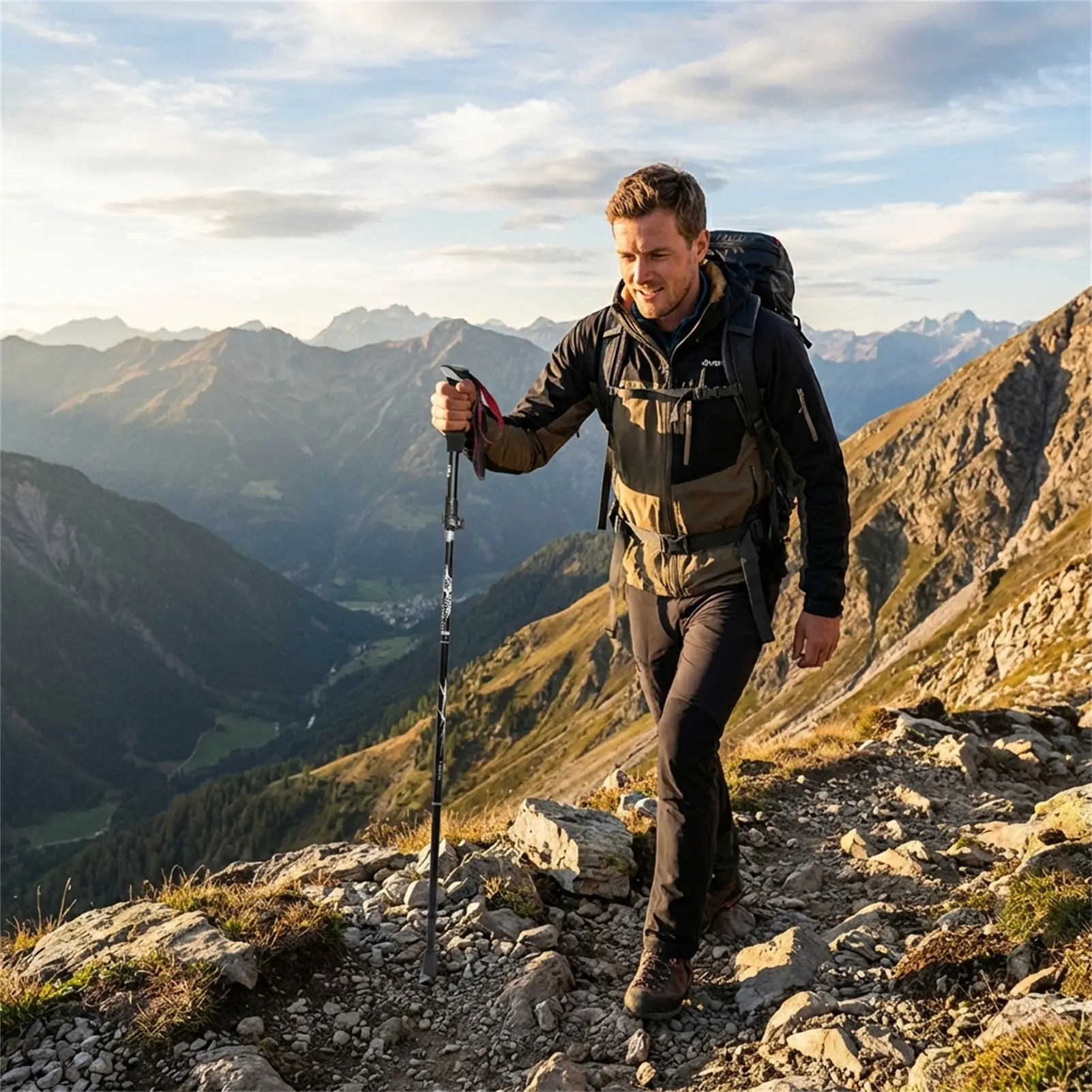 Bastones trekking fibra carbono ajustables mango antideslizante - imagen 5