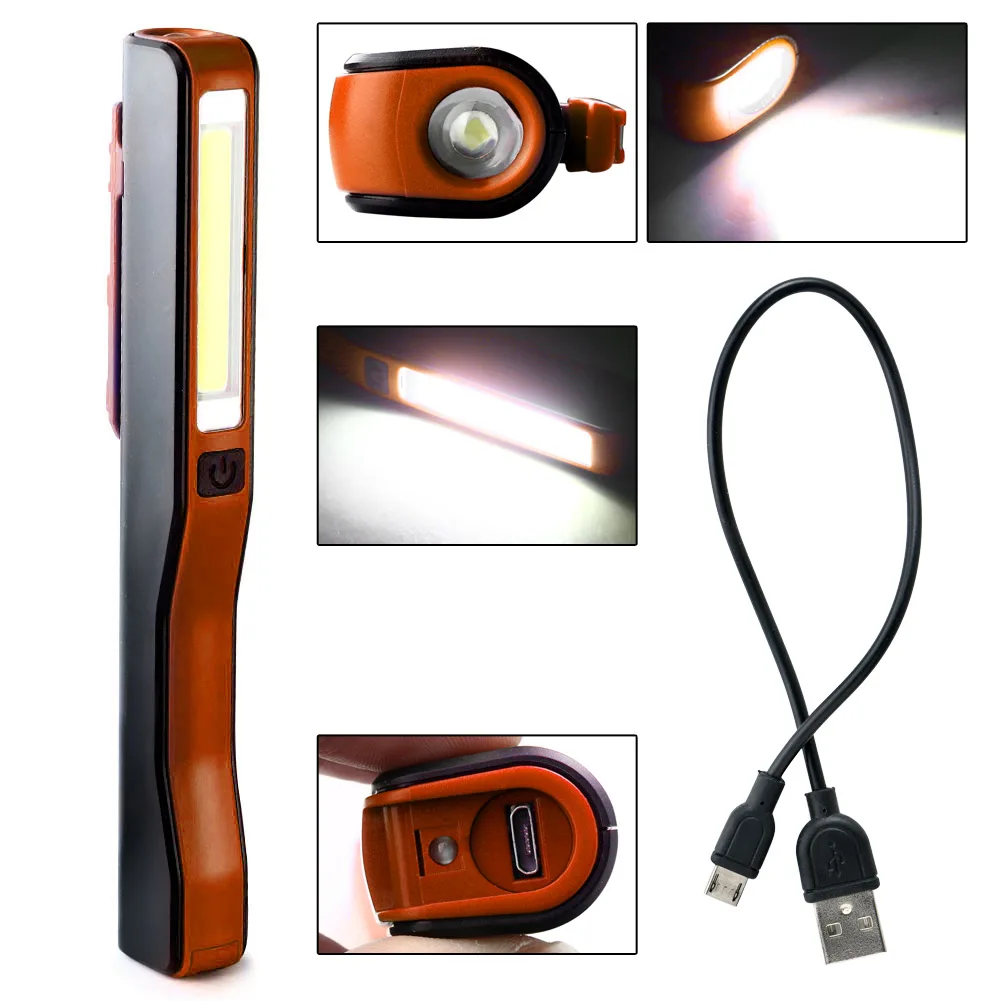 Mini luz de trabajo led COB magnética recargable por USB, bolígrafo con Clip, Linterna de mano, luz de inspección de trabajo para Camping, Trekking, noche - imagen 2
