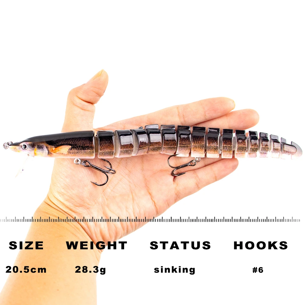 CCLTBA 20.5cm 28.3g Multi Jointed Eel Fishing Lures Slow Sinking Artificial Swimbait Loach Baits for Bass Perch Tackle - imagen 2