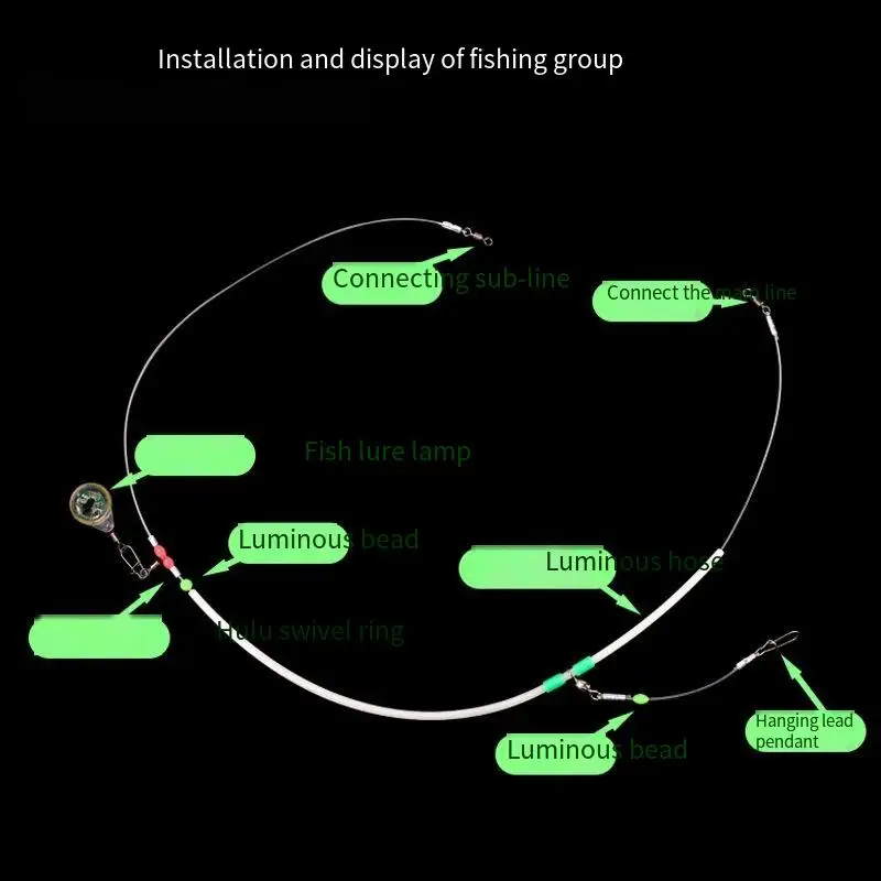 Equipo de pesca PD, juego de línea nocturna de equilibrio de pesca marina, soporte antienredos, Juego de pesca de barco con cebo, tubo de Centro de Luz de pescado - imagen 5