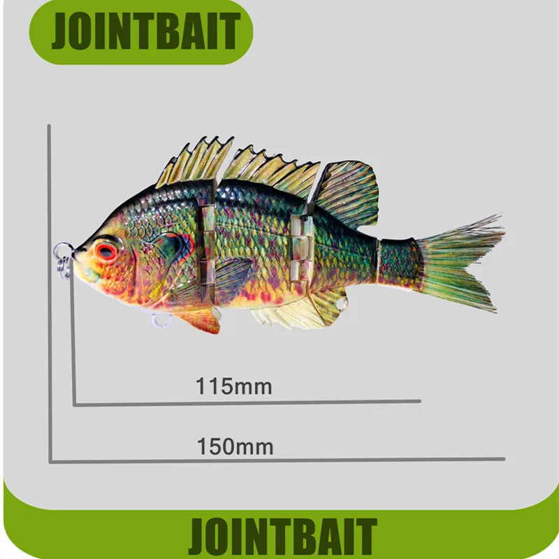 GREENSPIDE Wobbler hundimiento articulado – Swimbait para lucio