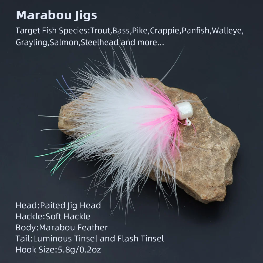 Wifreo 3 uds/6 uds pesca en hielo tipo de pez plantilla señuelo 5,8g/0,2oz plantillas de marabú pesca con mosca trucha lubina Pike Walleye Señuelos de pesca de salmón - imagen 2