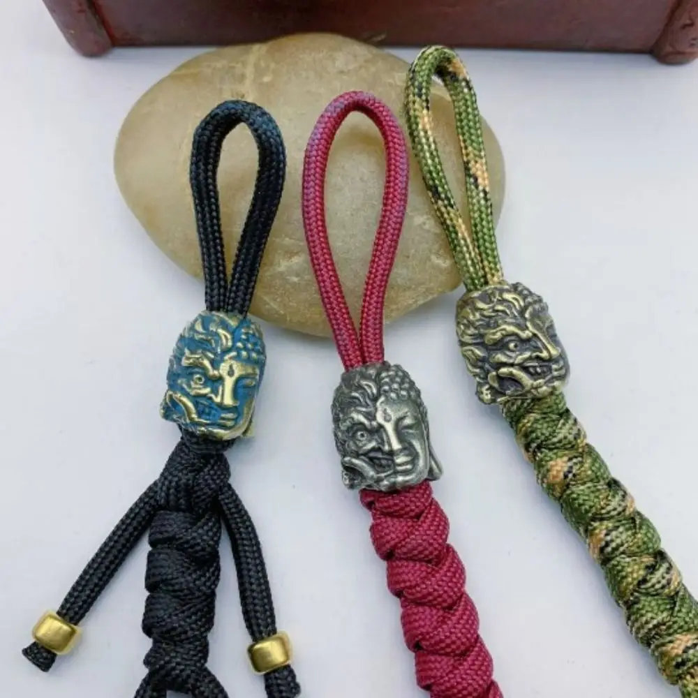 Nueva escultura hecha a mano, abalorios de cuentas de latón, accesorios de joyería DIY, colgante Retro con cabeza de calavera, cuentas de Paracord EDC, herramienta para exteriores - imagen 4