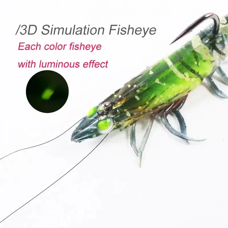 Cebo de camarones de 8cm y 8g, gambas suaves artificiales luminosas suaves con anzuelo, plantillas, señuelo Swimbait Wobbler, aparejos giratorios, cebo, aparejos de pesca - imagen 5