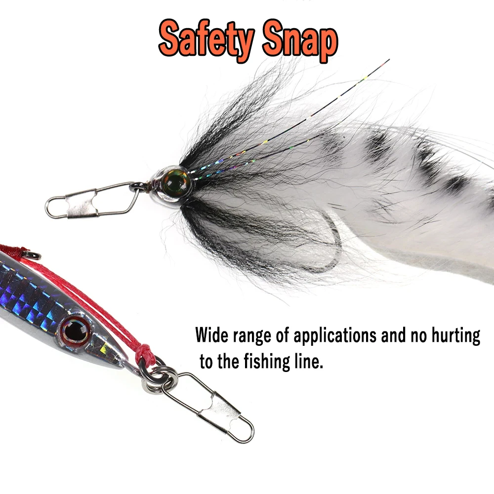 Wifreo 100 Uds. De acero inoxidable, Pin giratorio de pesca, conector de gancho de pesca de seguridad, Clip de señuelo, bloqueo, accesorios de pesca - imagen 5