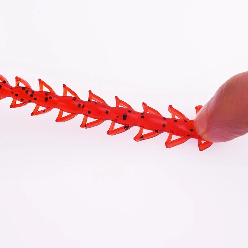 10 Uds. Señuelos blandos con cola de Larva Millipede, 5cm, 6,5 cm, cebo Artificial de PVC, gusano de pesca, Lucio de silicona, pececillo, Swimbait Jigging - imagen 4