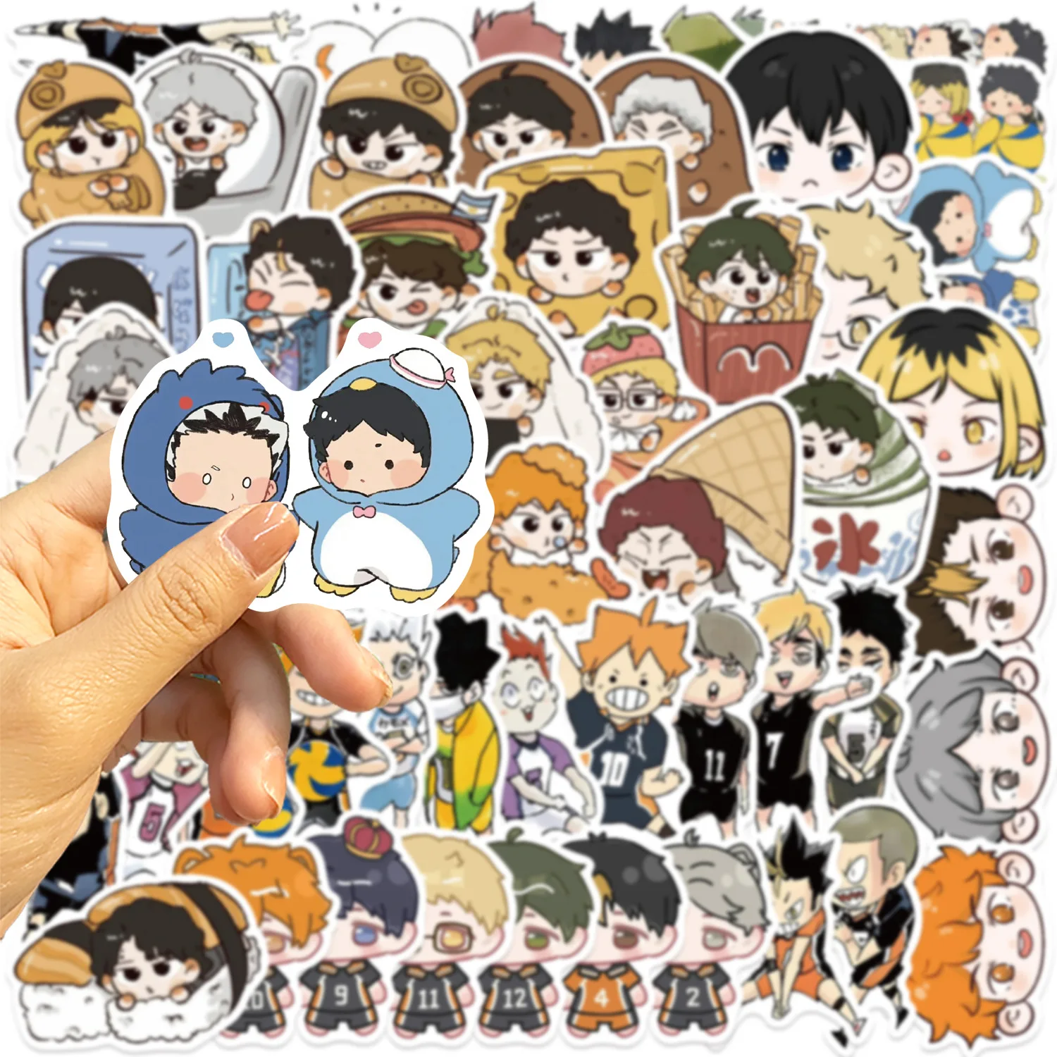 50 Uds Anime japonés Haikyu lindos pegatinas de grafiti DIY teléfono guitarra portátil maleta taza pegatinas impermeables - imagen 5