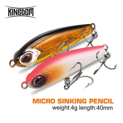 Kingdom-señuelo de pesca de lápiz de hundimiento lento, cebos duros artificiales Wobblers de 40mm, 4g, aparejos de pesca de alta calidad