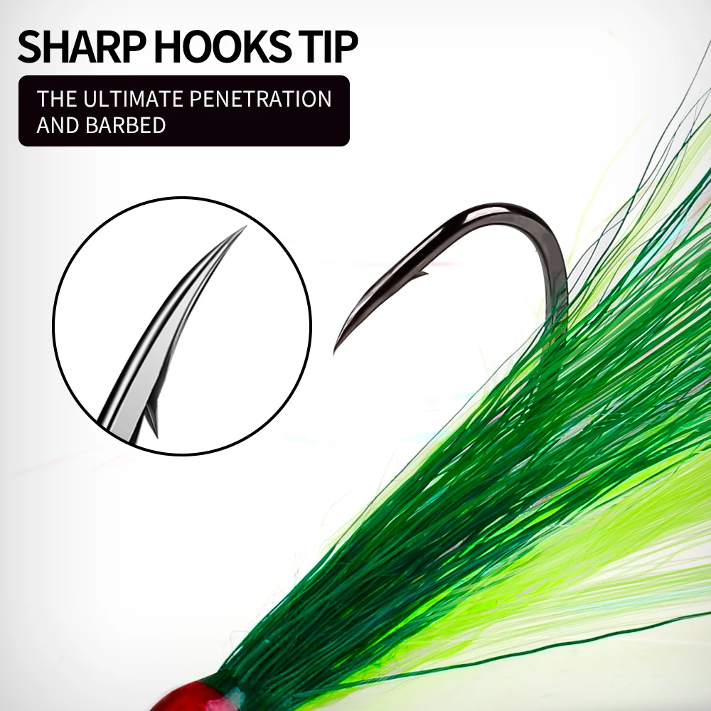 PROBEROS-anzuelos de pesca de 5 piezas con pelo de ciervo, anzuelo individual de acero con alto contenido de carbono, anzuelo de púas de Inchiku, anzuelo de aseo para lubinas Jigging - imagen 5