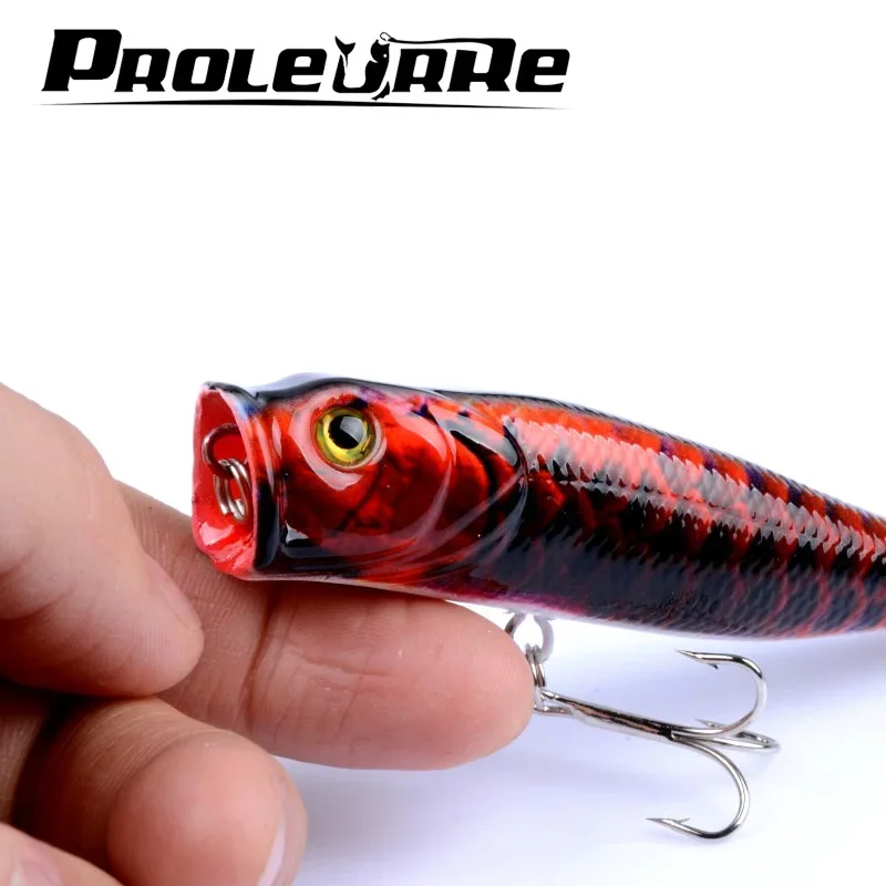 Señuelo de pesca Popper Topwater, 1 unidad, 9cm, 14,5g, cebo duro Artificial Wobbler de plástico 6 #   Anzuelos Fly Carp Bass Pesca aparejos de pesca
