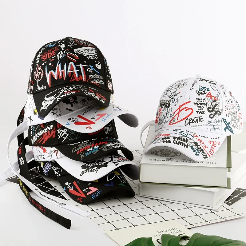 Gorras de tenis con estampado de Graffiti para hombres y mujeres, sombrero fresco de letras ajustables, sombrero de sombra de algodón para exteriores, gorras de verano, nueva moda, gran oferta - imagen 3