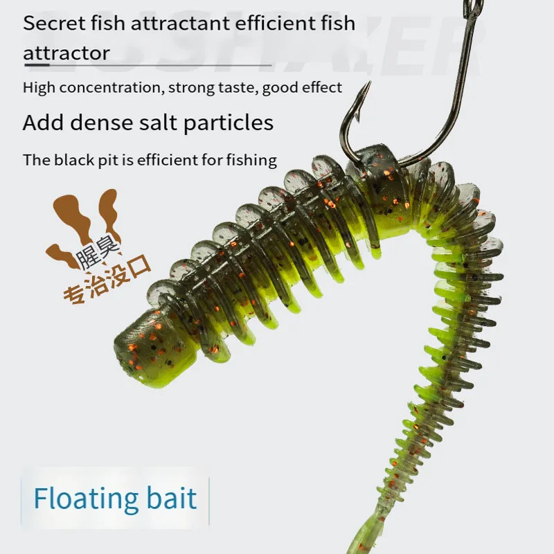 10 Uds. Luz de agua flotante, gusano de baile, simulación de lombriz de tierra, señuelo Luya realista, Señuelos de pesca realistas con sal y olor a pescado - imagen 4