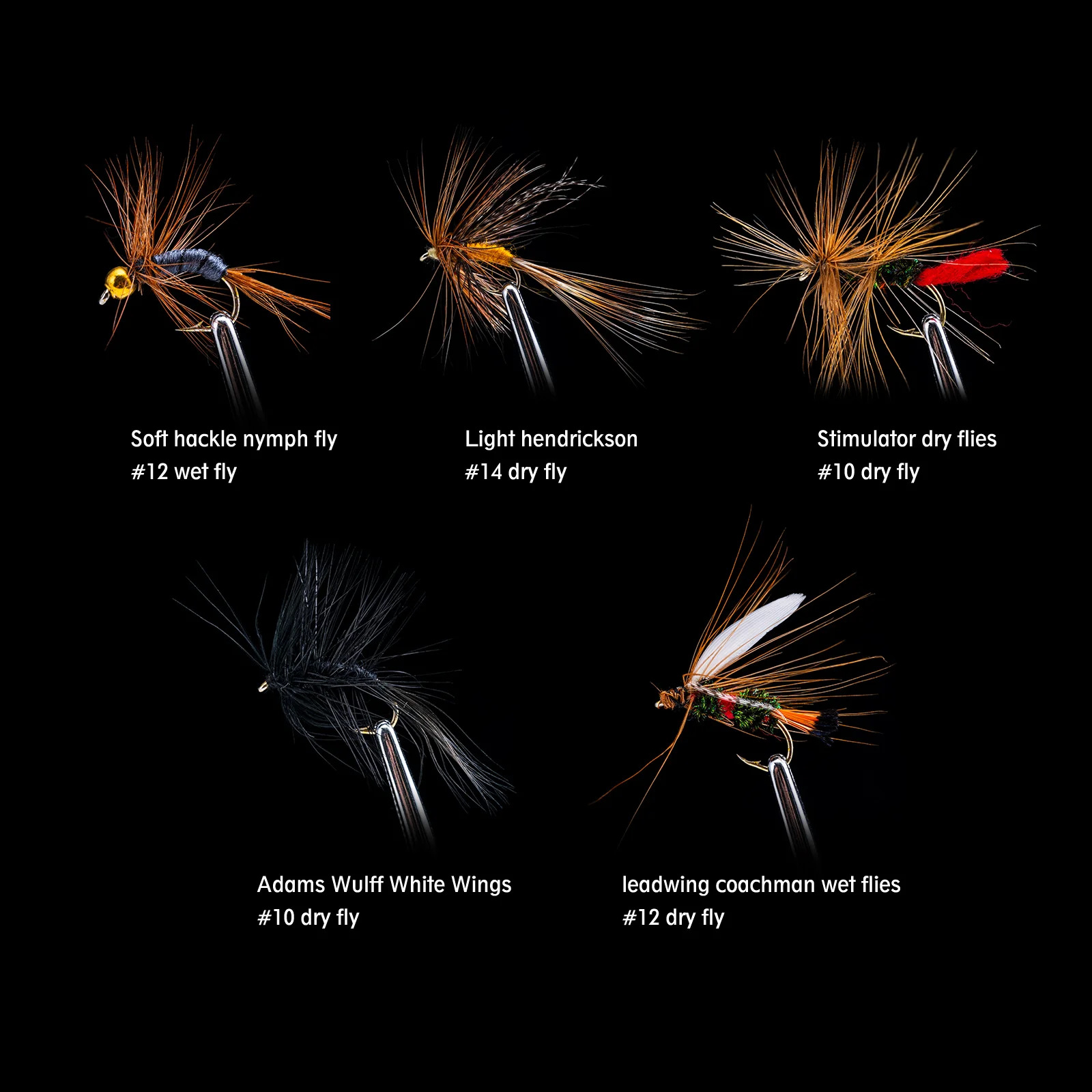 Goture-Kit de moscas de pesca con mosca, 100 piezas, trucha, salmón, moscas secas, moscas húmedas, serpentinas, señuelos de pesca con mosca de ninfas - imagen 2