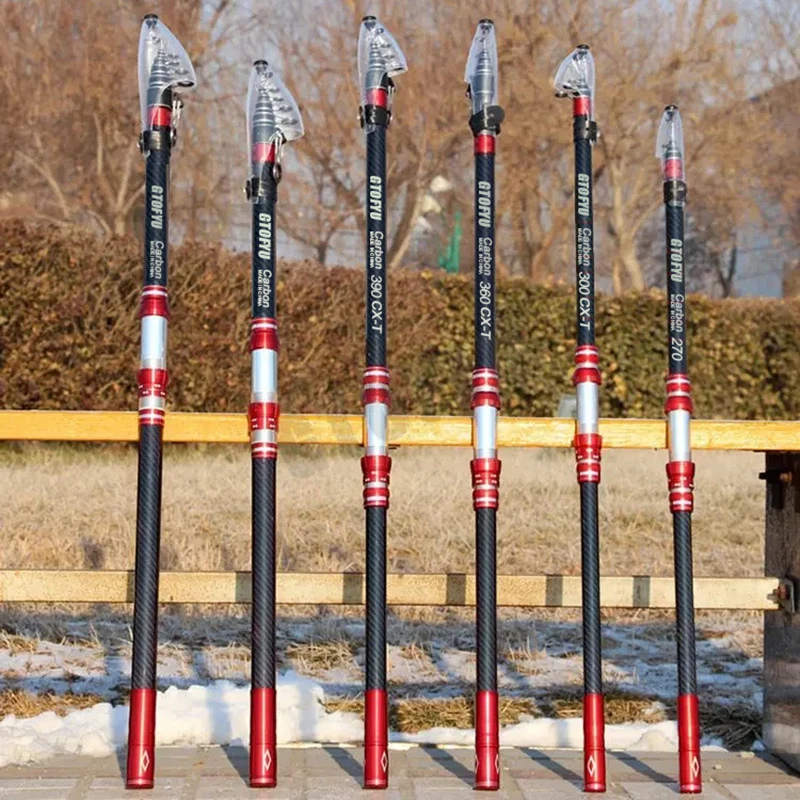Caña de pescar telescópica de 2,7 m, 3,0 m, 3,6 m, 3,9 m, 4,2 m y 4,5 m con señuelo giratorio de potencia para lanzamiento pesado, para surfcasting y baitcasting, de material con alto contenido de carbono, de 20 kg y 1 - imagen 5