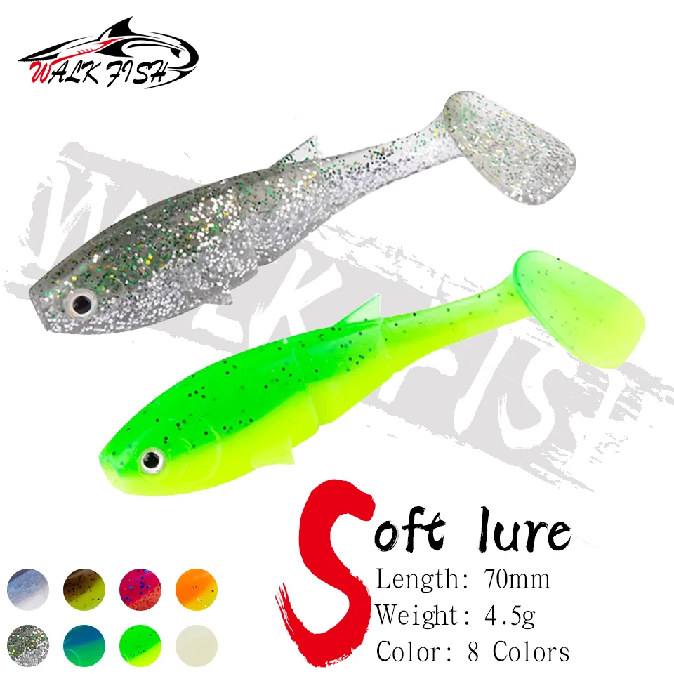 Walk Fish Señuelo vinilo Shad cola paleta 7cm – Doble color jigging