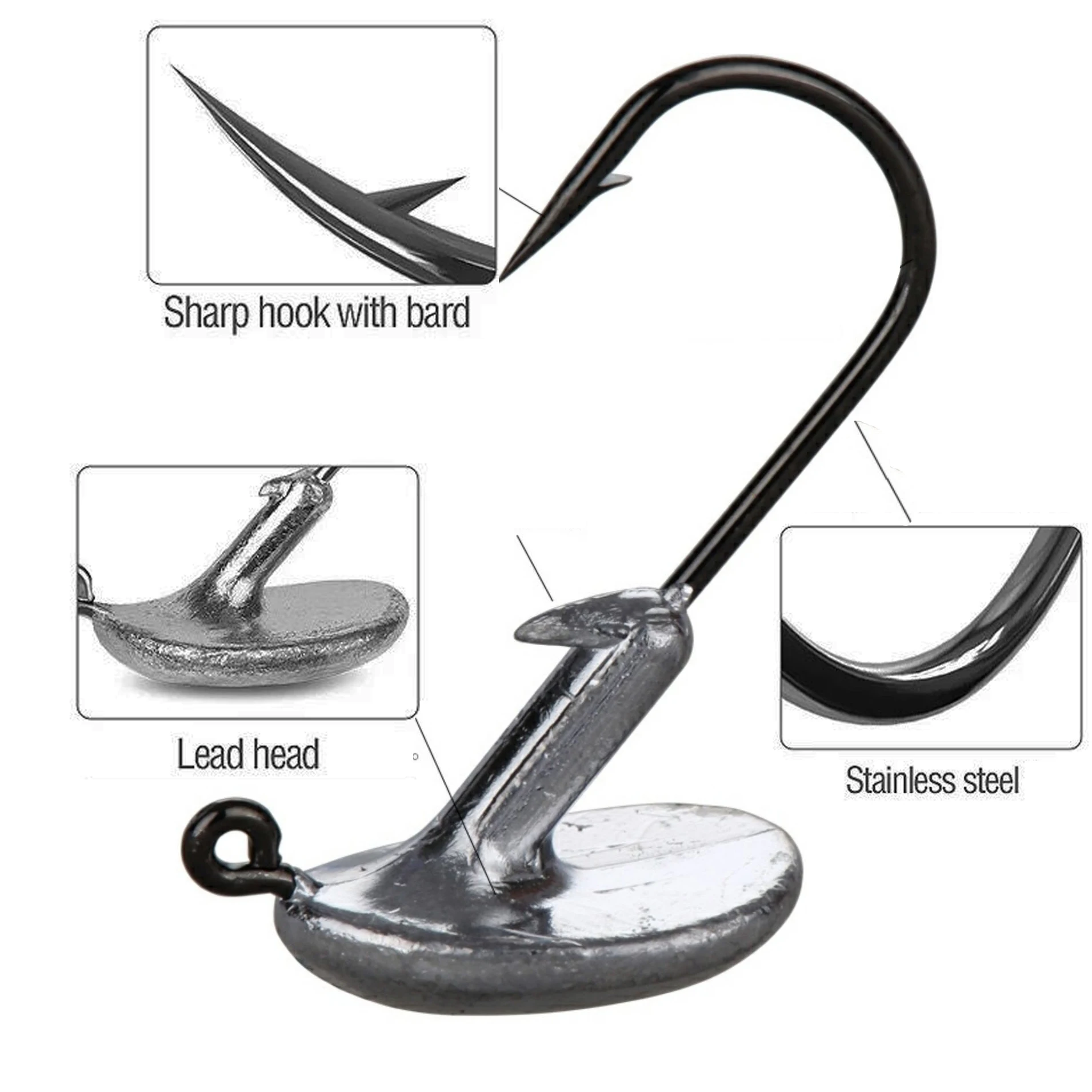 5 uds vaso Jump Jig Head anzuelo de pesca 3,5g/5g/7g/10g/14g para señuelo de pesca de gusanos blandos aparejos de pesca de anzuelo de acero al carbono - imagen 3