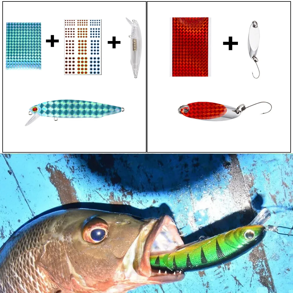 Película adhesiva holográfica para pesca, Kit de reparación de Ojos de señuelo 3D con 183 piezas, 5 piezas/6 piezas - imagen 5