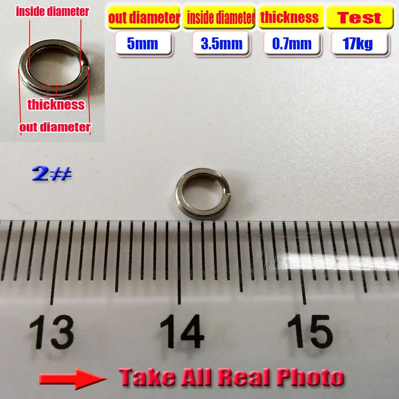 ¡Anillos divididos de pesca 2024HOT 4,5 MM-17,2 MM accesorios de pesca cantidad: 100 unids/lote acero inoxidable 304 de alta calidad elija el tamaño! ! - imagen 2