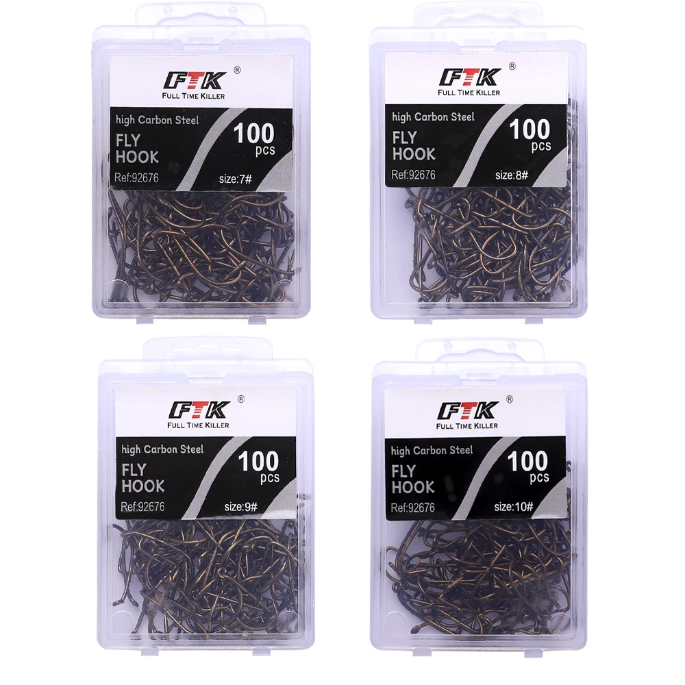 FTK-anzuelos de pesca Baitholder, 100 piezas, cebo vivo, con púas, vástago hacia abajo, ojo Offset, círculo, carpa, plantilla de pesca, gusano, aparejos - imagen 4