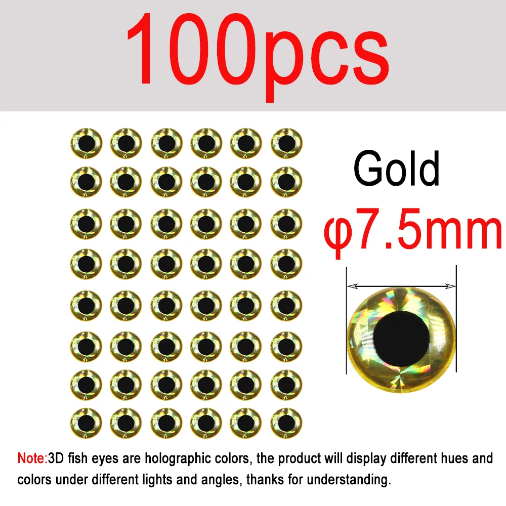 100pcs Gold 7.5mm