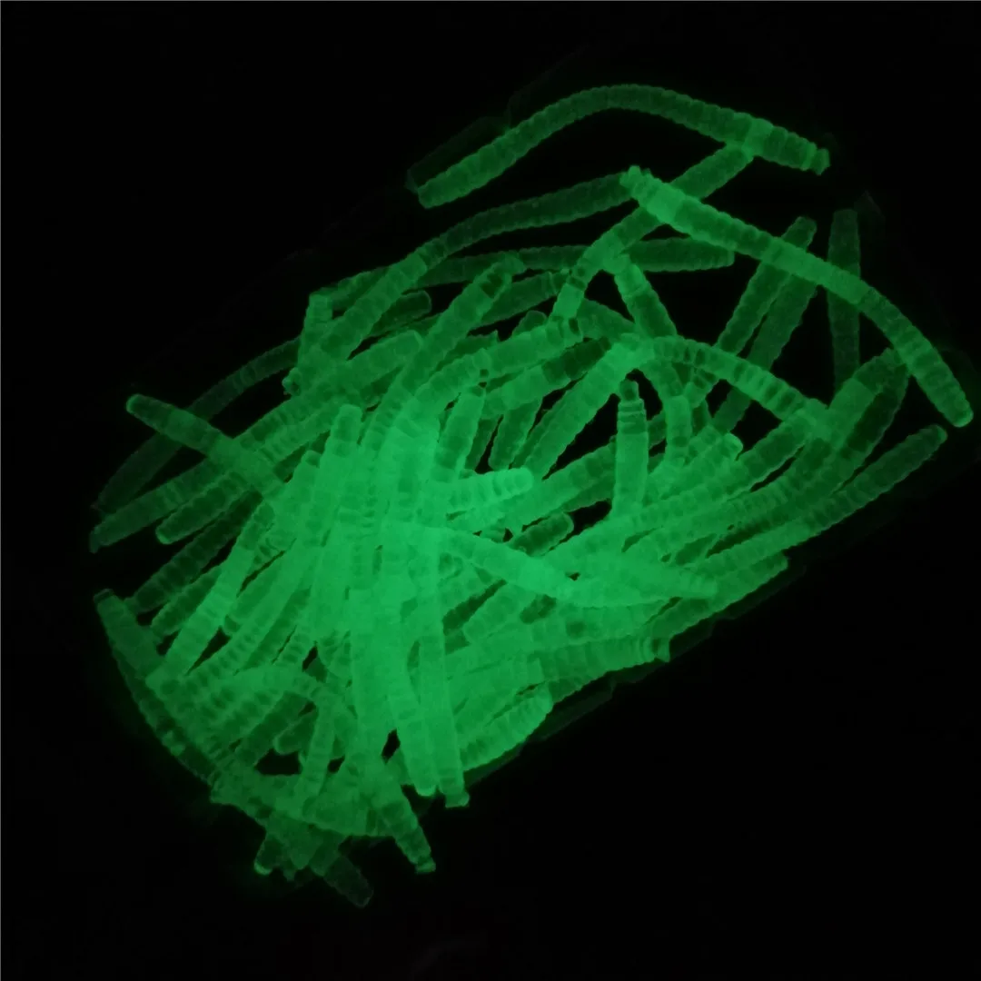 Swolfy 20 unids/pack 5,8 cm 0,5g señuelo de pesca luminoso de PVC cebo de lombriz aparejos de pesca brillantes accesorios de pesca - imagen 4