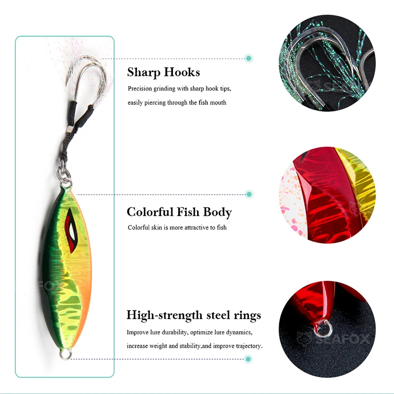 Jig Metálico Luminoso 3D – Slow Jigging para Pesca en Mar - imagen 4
