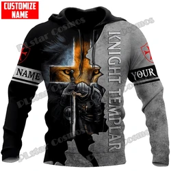 Sudadera pesca capucha unisex estampado 3D Caballero Templario León