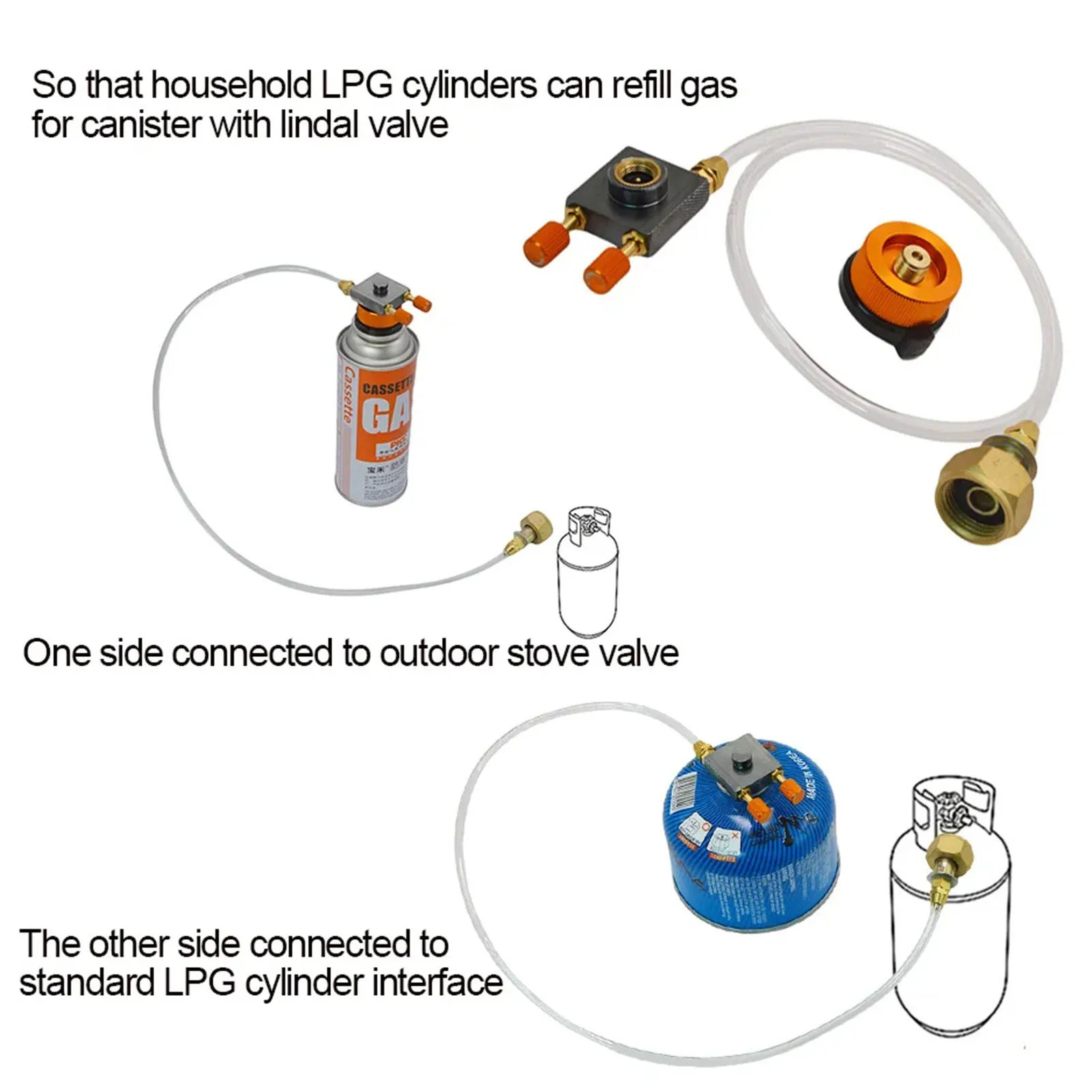 Juego de válvulas de inflado para acampar al aire libre, juego de tubos de inflado de Gas para Picnic con válvula, estándar europeo, herramientas para exteriores - imagen 5