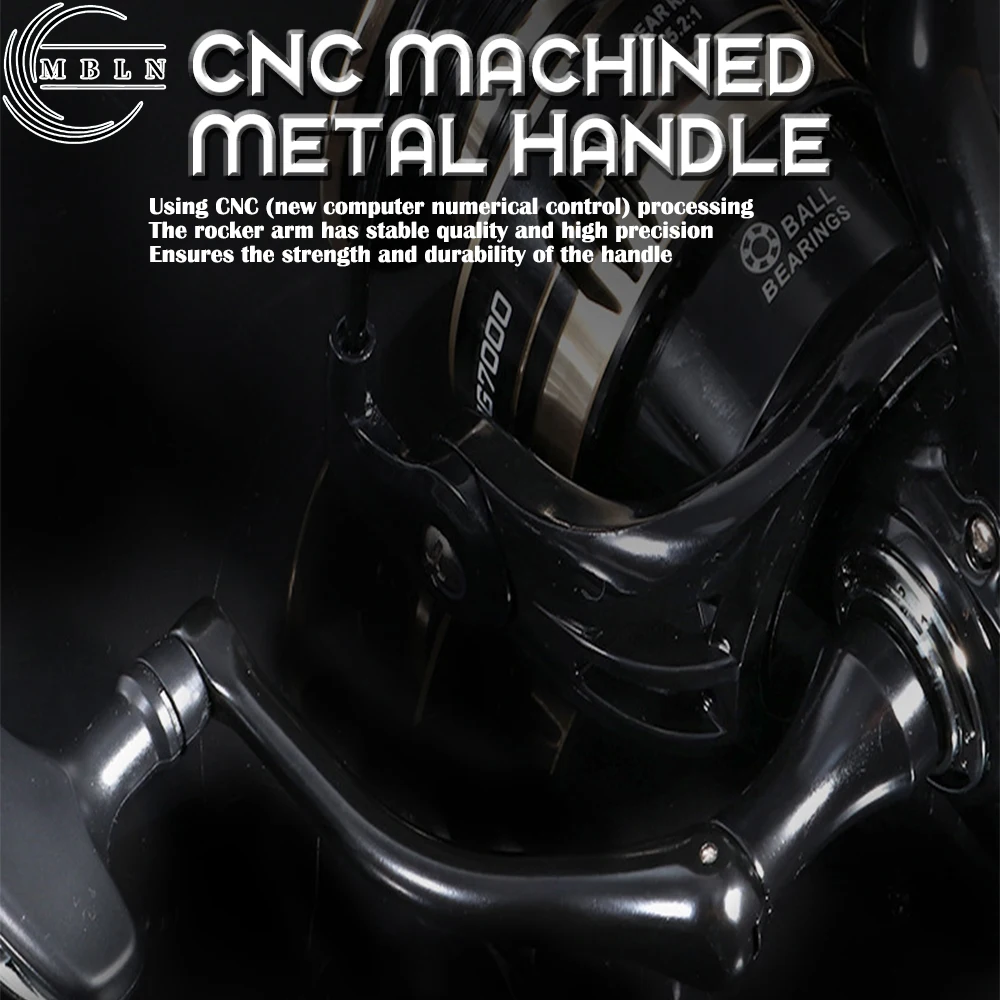 MBLN-carrete de pesca de aleación de aluminio, accesorio con mango de Metal CNC, relación de engranaje 2024: 1, giratorio para carpa, Serie 2000-7000, nuevo, 5,2 - imagen 5