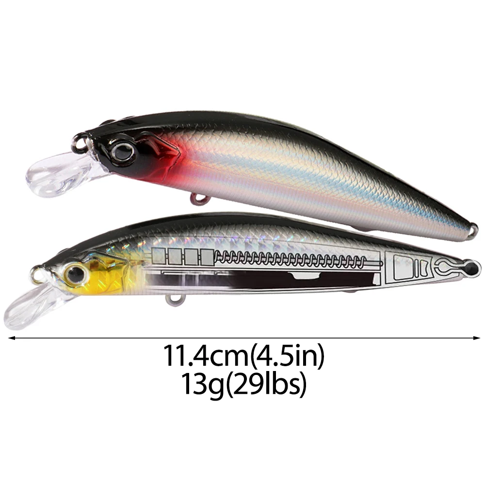 GOBAI 11,4 cm 13g calidad profesional imán peso suspensión Minnow manivela modelo caliente señuelo de pesca Wobbler 2 uds cebo Artificial - imagen 3