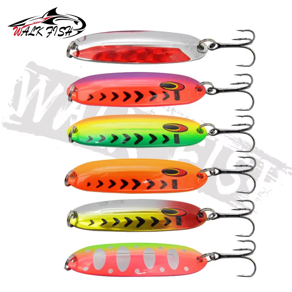 WALK FISH-señuelo de pesca con cuchara, 7g, 5,7 cm, Jigging Spinner, tres juegos, gancho de lentejuelas de colores, placa de hierro en forma de cuchara, Metal Artificial - imagen 5