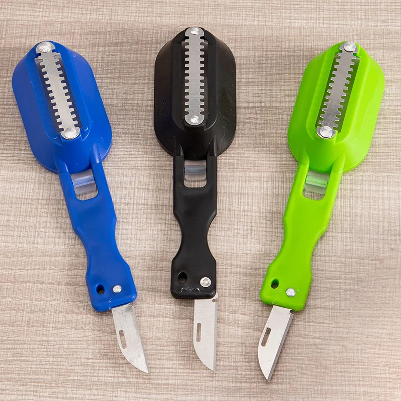 Cepillo de escamas de pescado hecho a mano, afeitadora de báscula para el hogar, varios colores, acero inoxidable, polipropileno, utensilio de cocina, 1 unidad - imagen 4