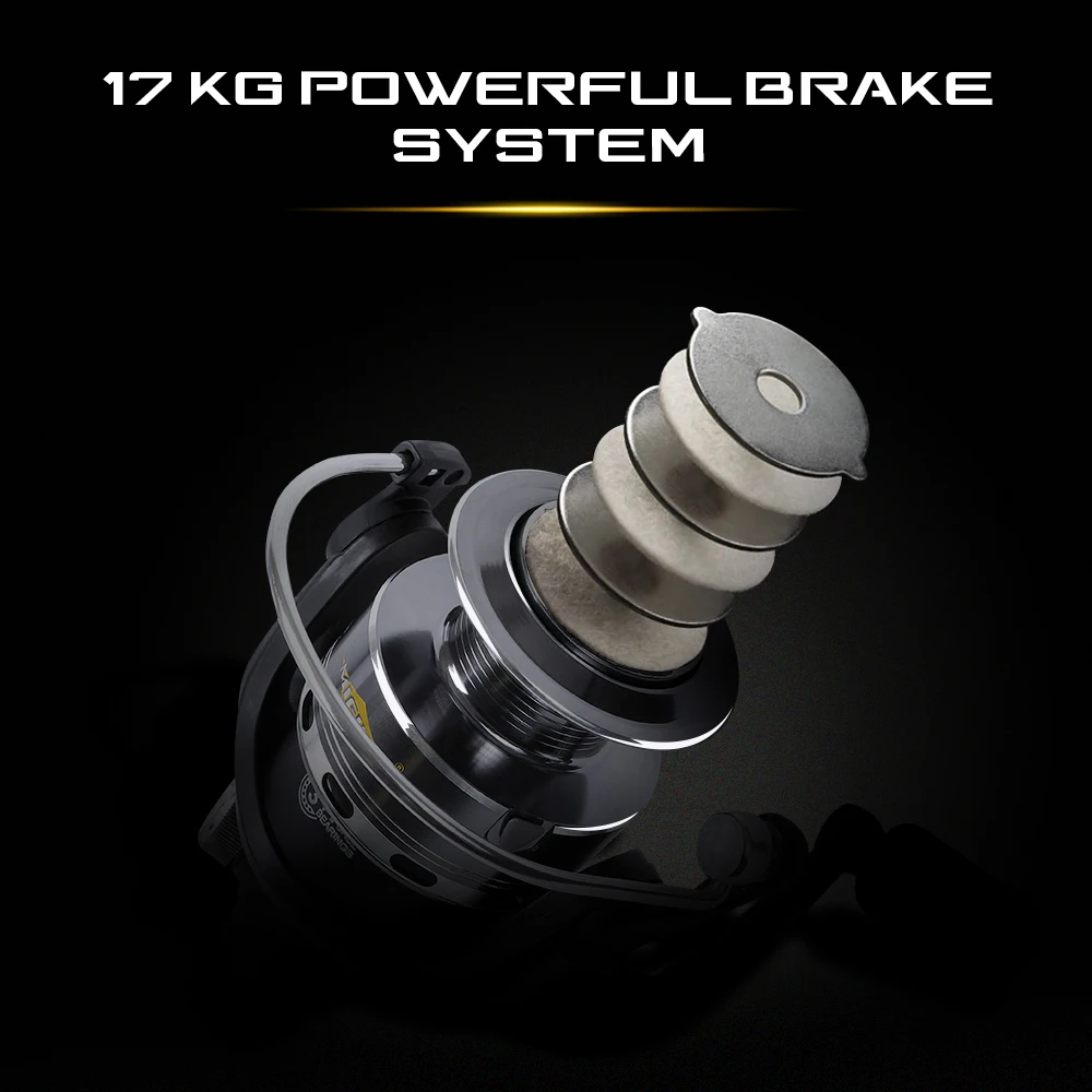 MIFINE APOLLO-Carrete de pesca giratorio, carrete de Metal 5,2: 1/4: 1 potente 17kg bobina de pesca de arrastre máximo accesorios de pesca de carpa - imagen 3