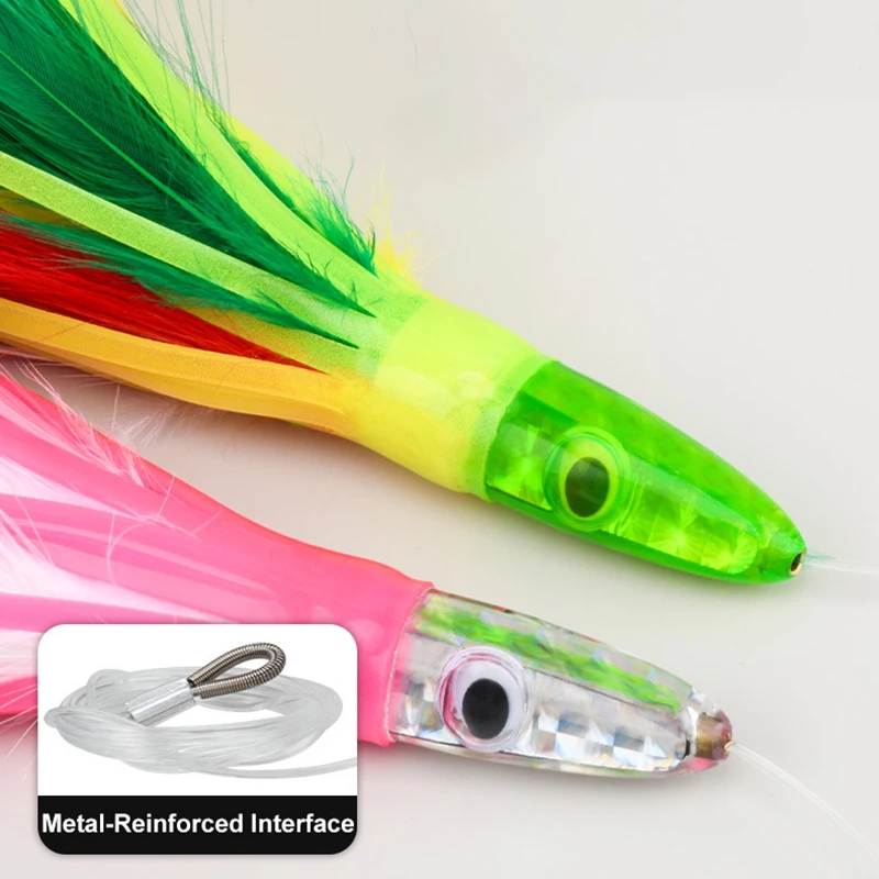 1 unidad de faldas de calamar GT, señuelo de pesca suave, 16cm, 46g, señuelo de pesca UV, falda de plumas de pulpo, cebo acrílico Artificial para atún - imagen 4