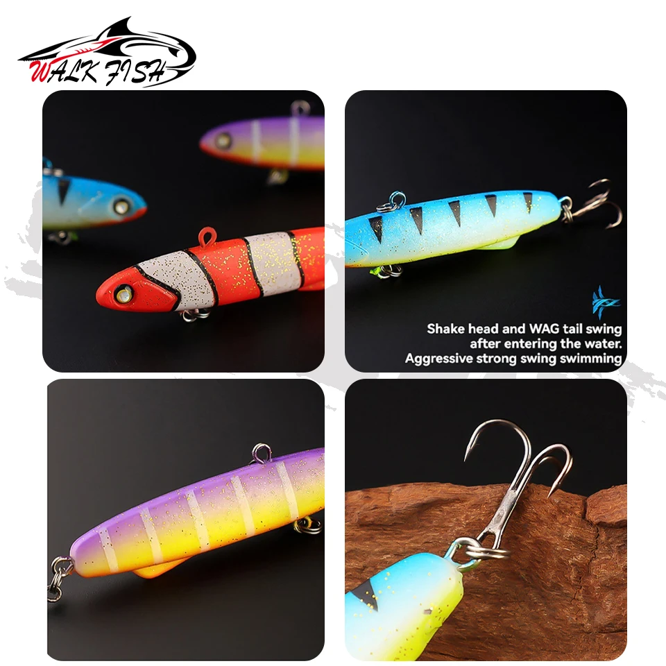 Walk Fish 70mm – Señuelo pencil blando para trucha con triple anzuelo - imagen 4